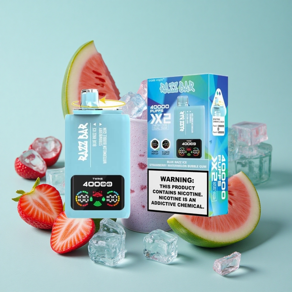 Razz Bar 40000 Puffs Једнократни Вапе Блу Разз Ајс-Јагода-Лубеница Жвакаћа гума