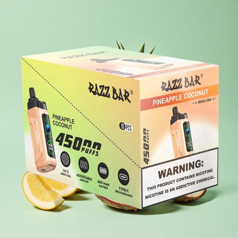 Razz Bar 45000 Puffs Једнократни Вапе Ananas Kokos 1.0 Ohm Mesh Coil