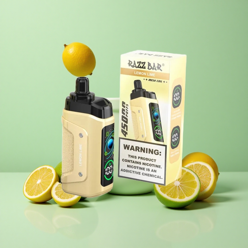 Razz Bar 45000 Puffs Једнократни Вапе Limun Limeta са 1.0 Om Mrežastim Kalemom