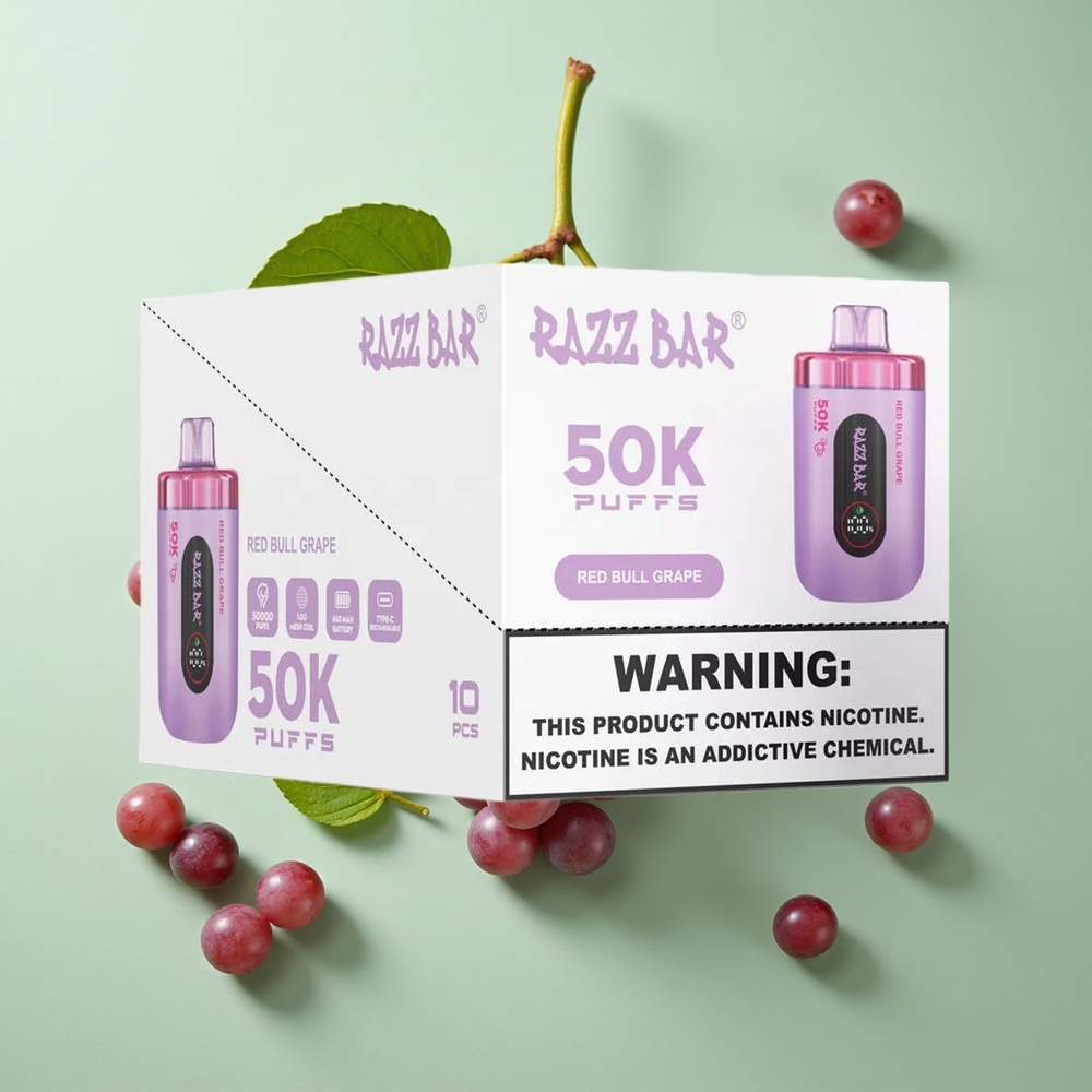 Razz Bar 50K Puffs Једнократни Вапе Crveni Bik Grožđe 1.0 Ohm Mesh Coil Тип-Ц пуњење