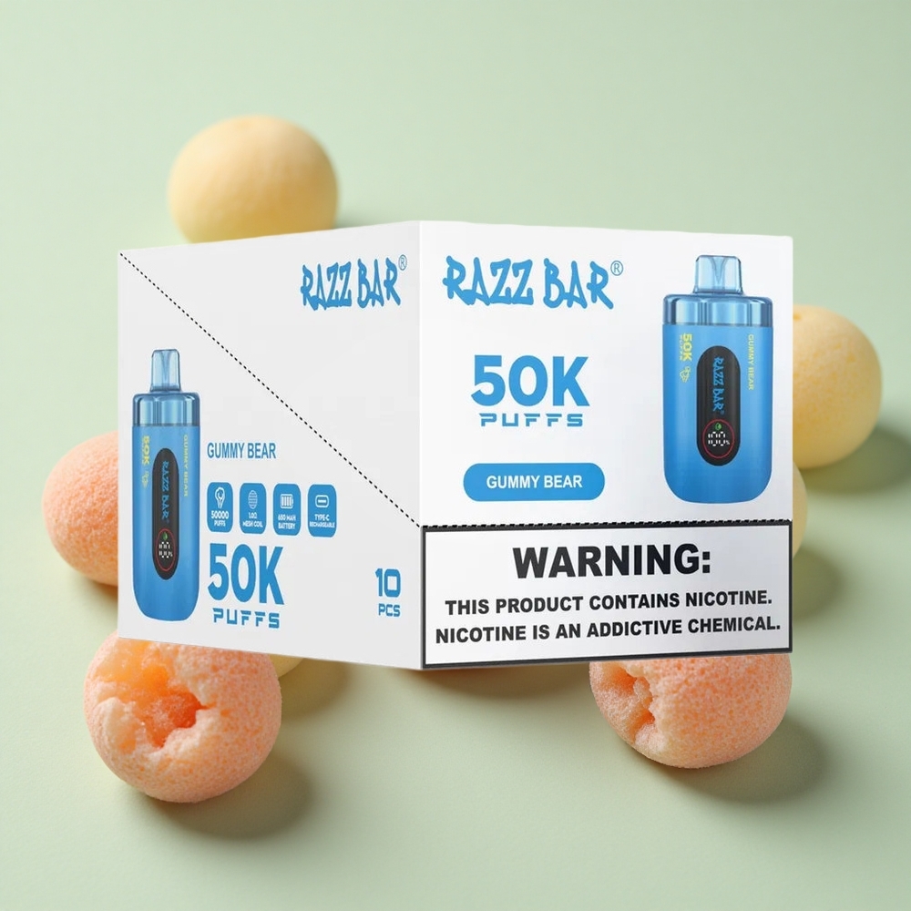 Razz Bar 50K Puffs Једнократни Вапе Gumeni Meda 1.0 Ohm Mrežasti Kalem 2% Никотин