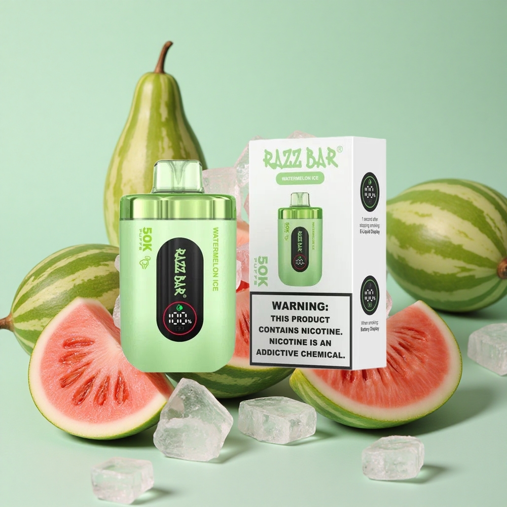 Razz Bar 50K Puffs Jednokratni Vape Lubenica Led 1.0 Om Mrežasti Kalem
