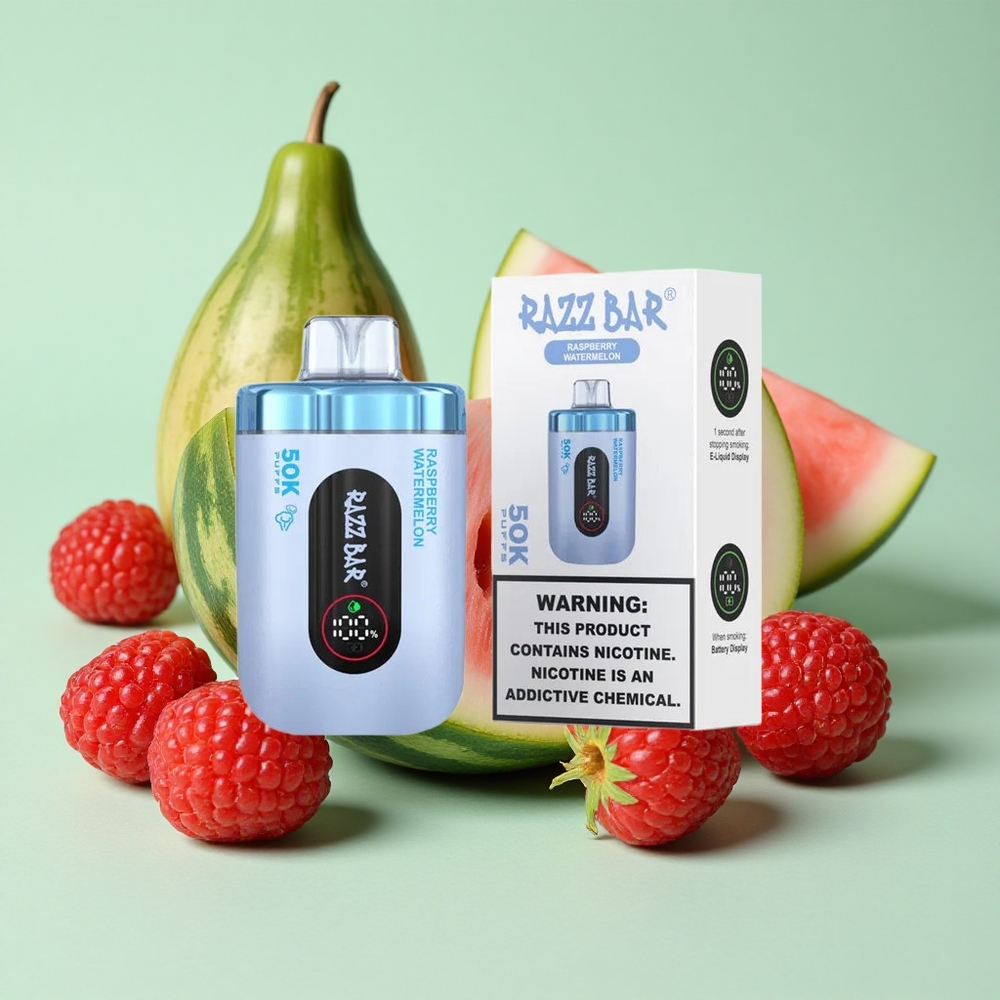 Razz Bar 50K Puffs Једнократни Вапе Malina Lubenica 1.0 Ohm Mesh Coil 2% Никотин