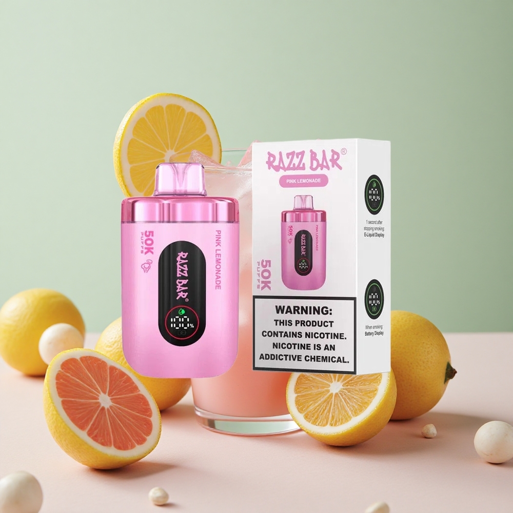 Razz Bar 50K Puffs Једнократни Вапе Roze Limunada са 2% Никотин и 650 Mah Батерија