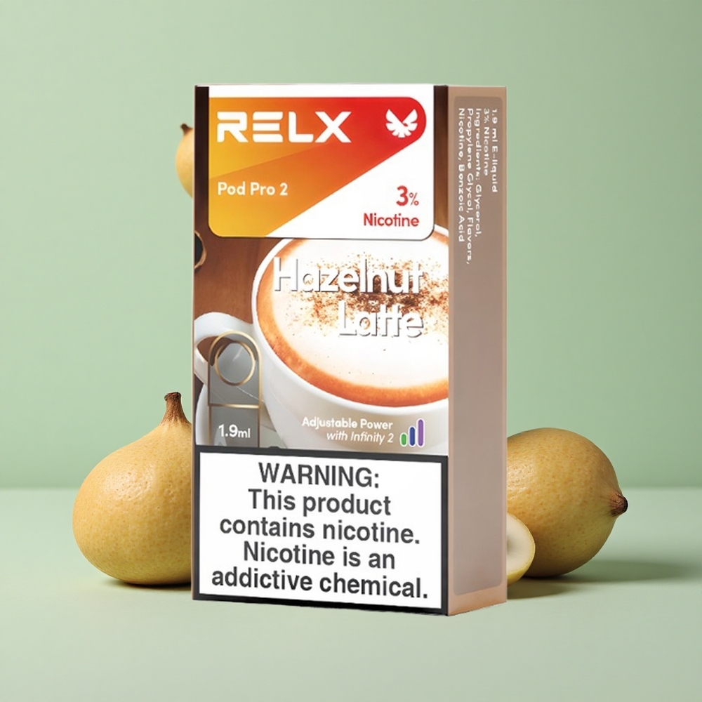 Relx Pod Pro 2 600 Puffs 3% Никотин Hazelnut Latte (lešnik latte) 1.9ml 3 režima podešavanja