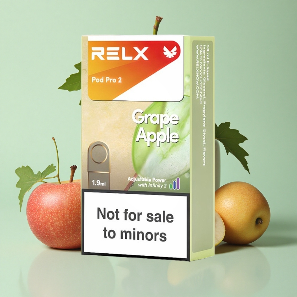 Relx Pod Pro 2 600 Puffs Groždje Jabuka 1.9ml 3 režima podešavanja (Eco 5.5W, Smooth 6.5W, Boost 10W)