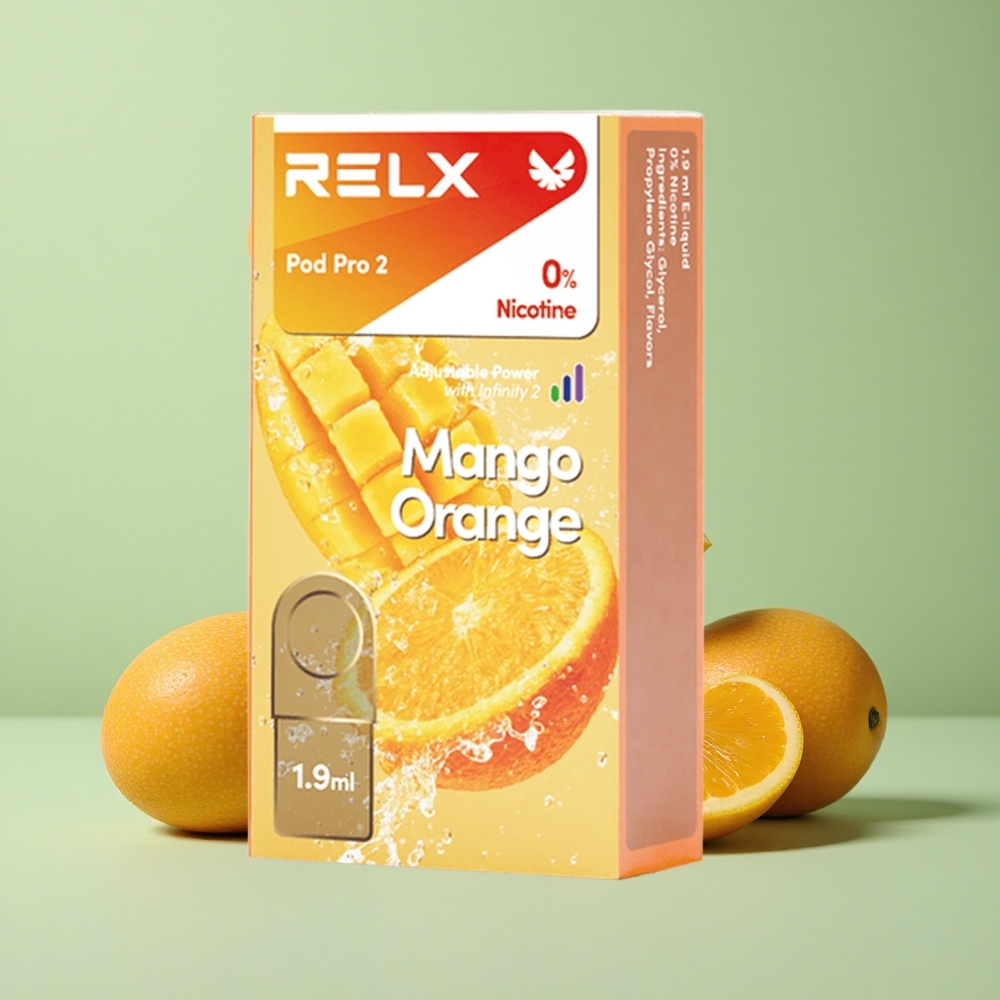 Relx Pod Pro 2 600 Puffs Mango Narandža 1.9ml 3 Režima Podešavanja