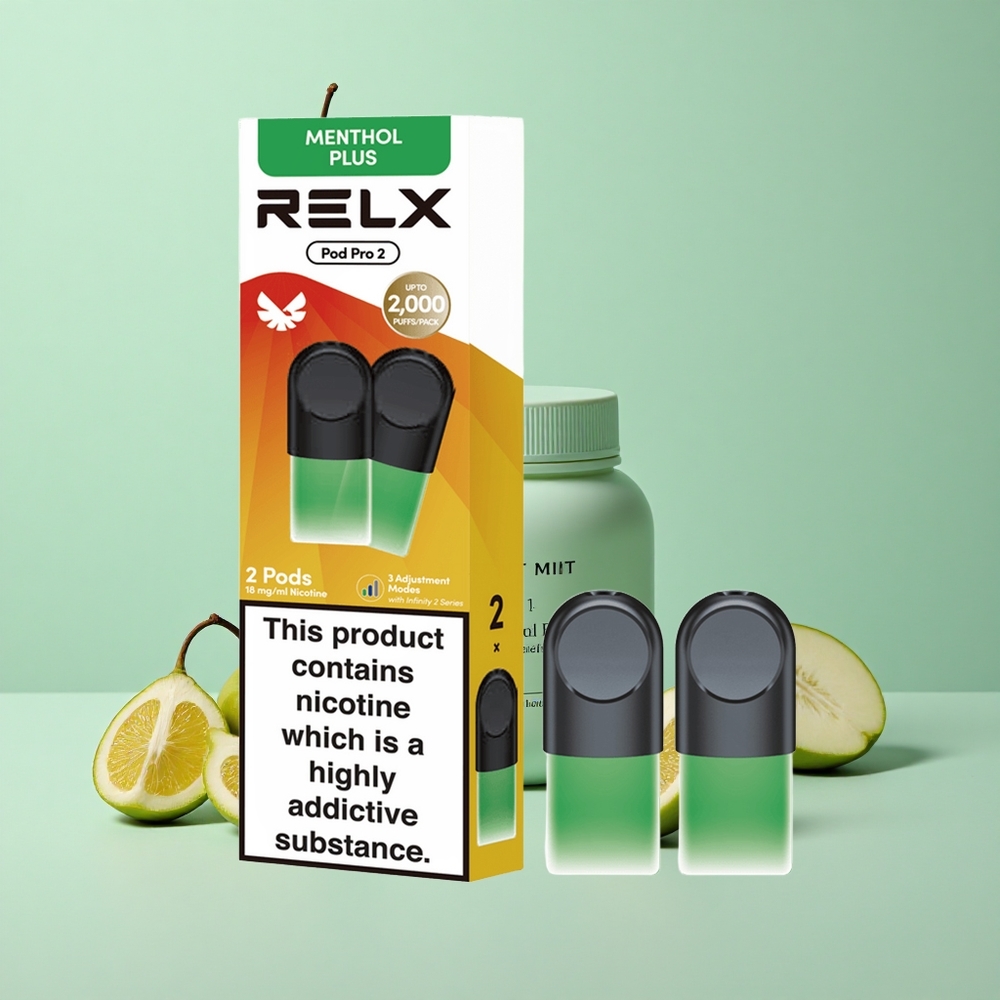 Relx Pod Pro 2 600 Puffs Menta-Mentol Plus 1,9ml 3 režima (Eco 5,5W/Smooth 6,5W/Boost 8W)