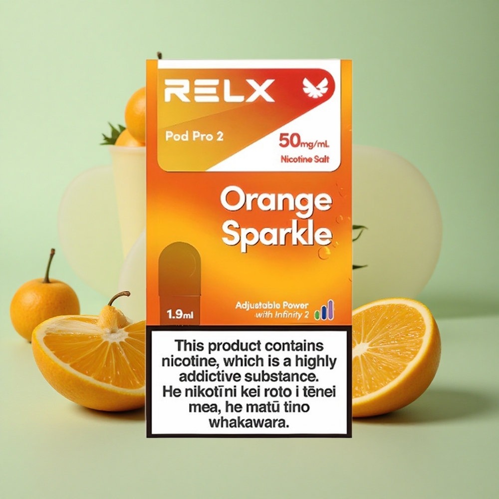 Relx Pod Pro 2 600 Puffs Narandžasta iskra 5% Никотин 1.9ml 3 režima napona