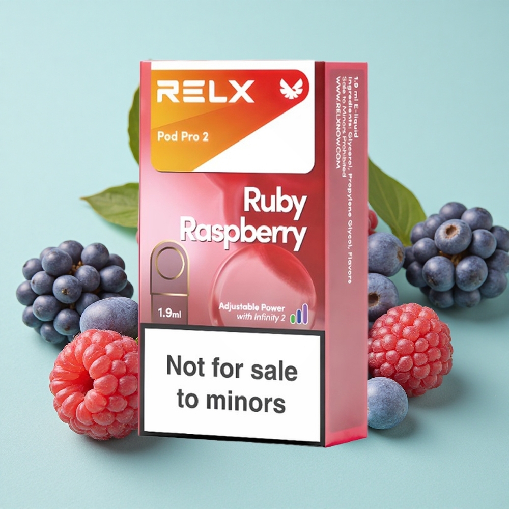 Relx Pod Pro 2 600 Puffs Plava malina са 3 nivoa napona (Eco 5.5W, Smooth 6.5W, Boost 8W) и 0% Никотин
