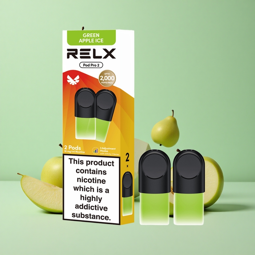 Relx Pod Pro 2 600 Puffs Zeleno Jabuka Led 1.9ml 1.8% Никотин 3 Nivoa Snage