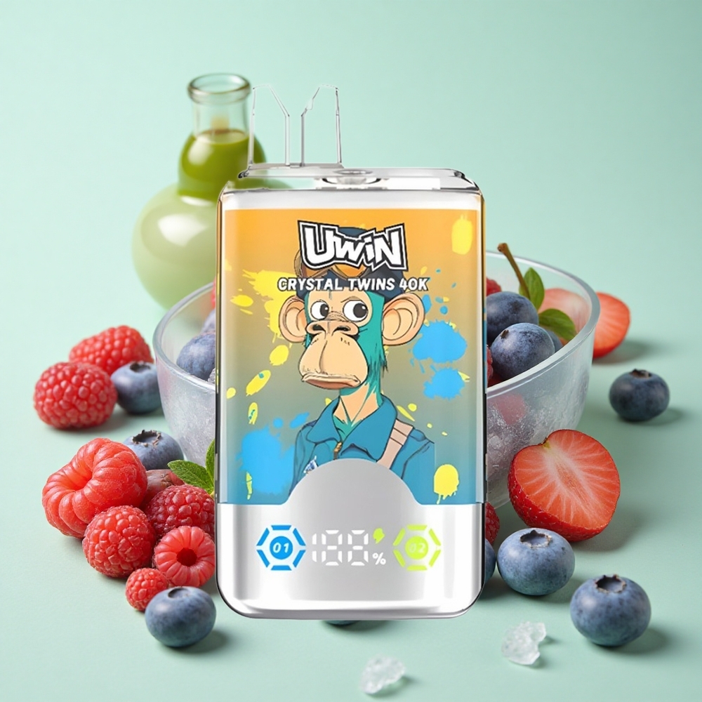 Uwin Crystal Twins 40000 Puffs Једнократни Вапе Borovnica Malina Trešnja Led