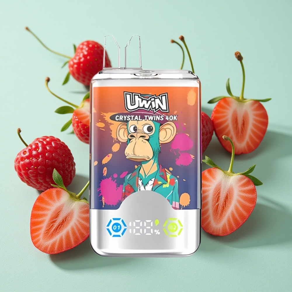 Uwin Crystal Twins 40000 Puffs Dispozabil Vejp Jagoda Malina Trešnja Plavi Gospodin