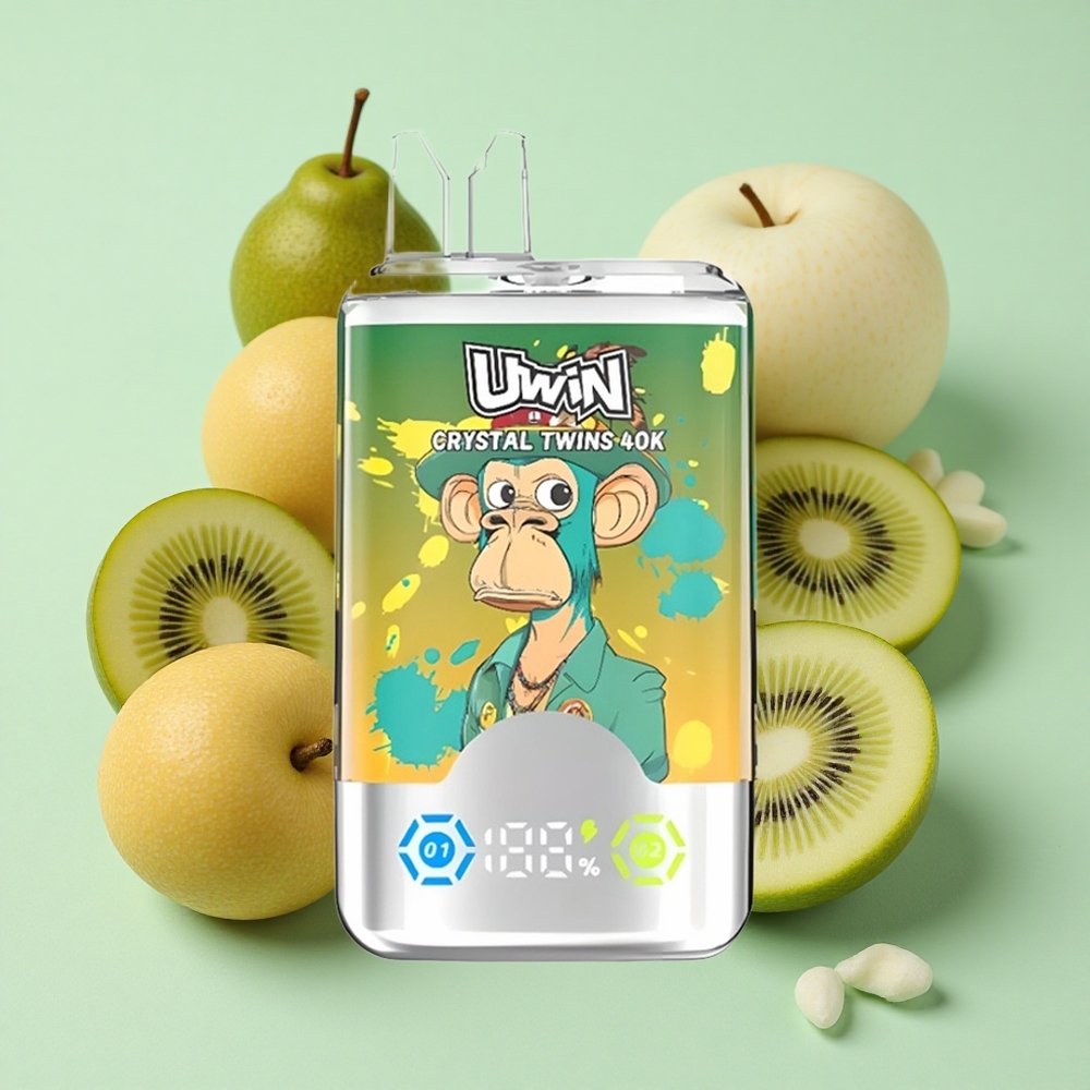 Uwin Crystal Twins 40000 Puffs Једнократни Вапе Kiwi Pasiflora Guava Dve Jabuke